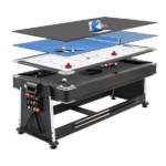 OPONE 7FT 4-IN-1 Multi-Functional Convertible Table / Pool Table BLACK/WALNUT/WHITE
