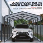 SHADE SHIELD Single Carport Shed 3.3 x 6 x 2.8m, Galvanised Steel Frame, Powder Coated Gable Roof, Shelter for Car Caravan Boat Tractor Agricultural - Image 2